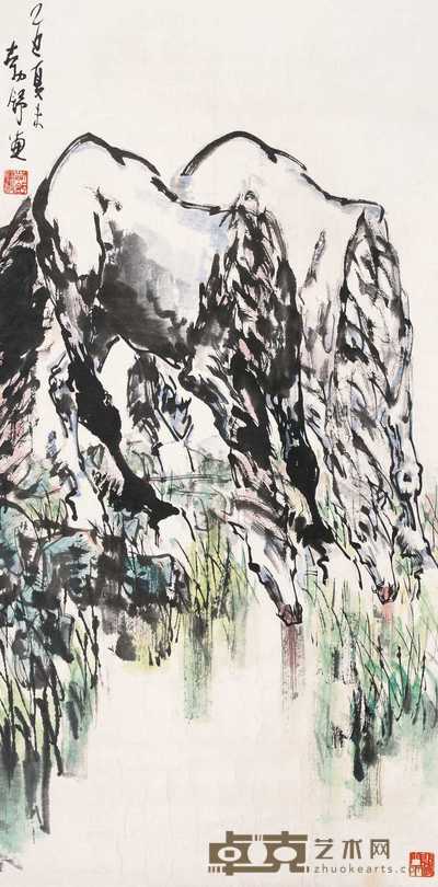 刘勃舒 1989年作 马 镜心 136×67cm